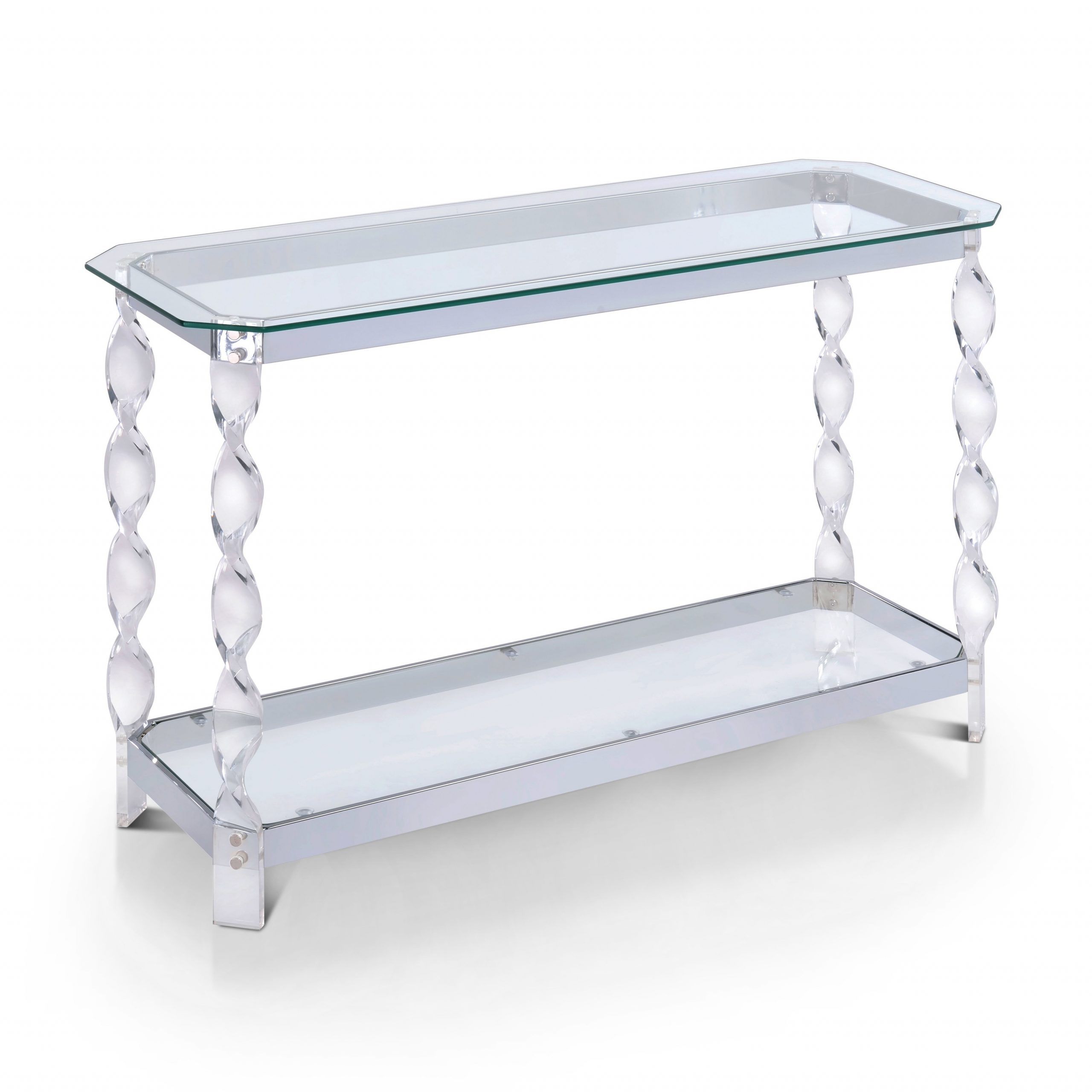Console Tables For Entryway Chrome Sofa Table Clear Glass Inside Chrome And Glass Rectangular Console Tables (Photo 8 of 20)