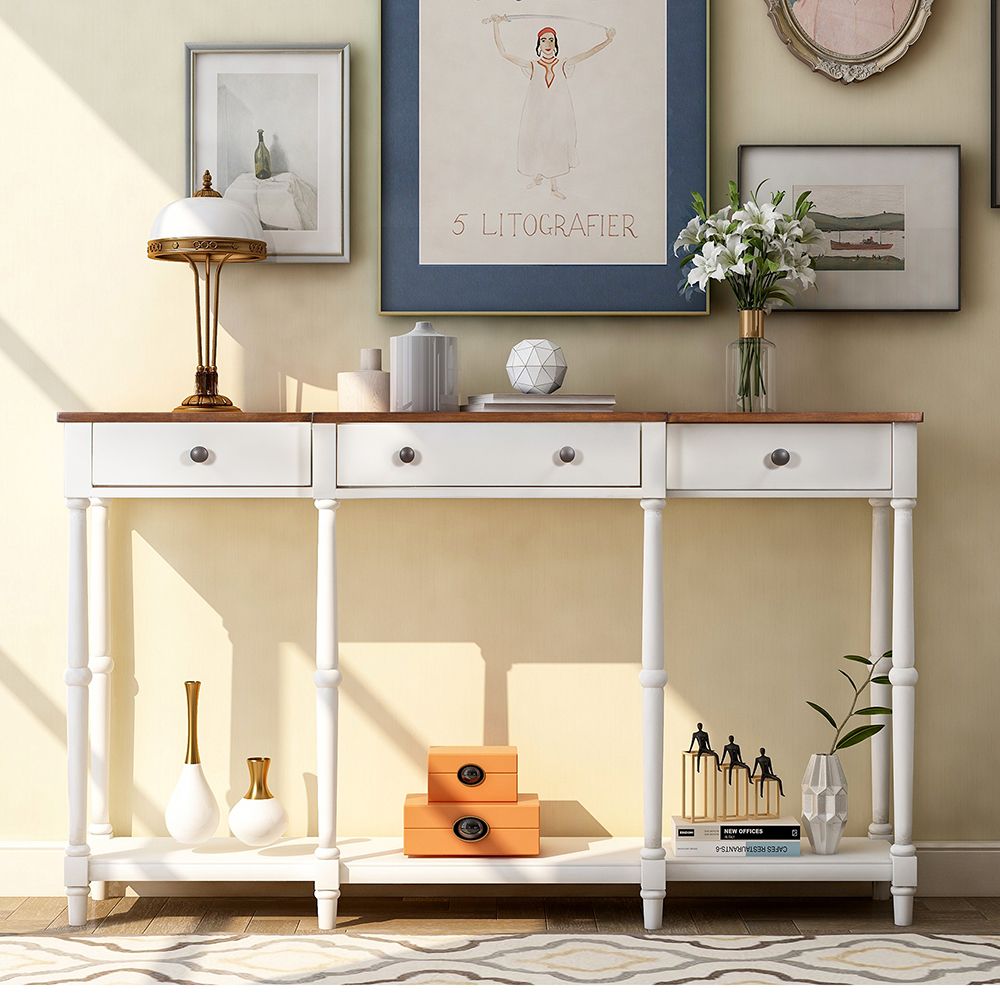 Console Tables For Entryway, Solid Wood Console Table With Inside White Triangular Console Tables (Photo 3 of 20)