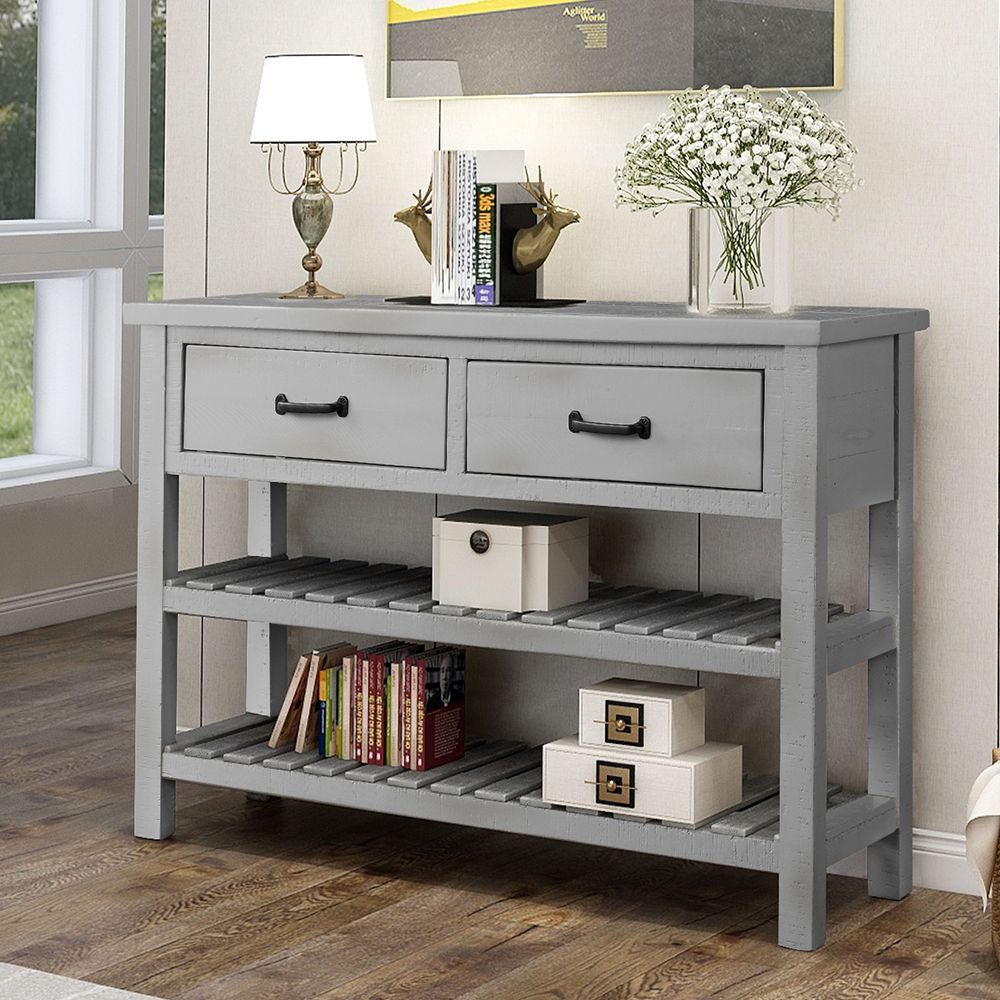 Console Tables For Entryway, Stylish Solid Wood Entryway Throughout Smoke Gray Wood Console Tables (Photo 12 of 20)