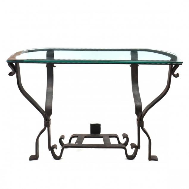Contemporary Iron And Glass Console Table (lot 2204 – The Inside Hammered Antique Brass Modern Console Tables (Photo 5 of 20)