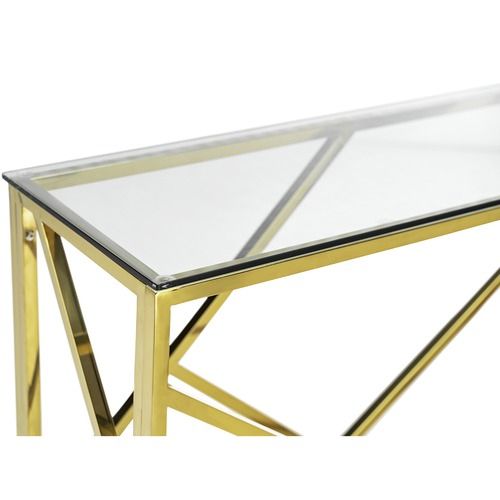 Continental Designs Gold Polished Luxe Geo Console Table Throughout Square Black And Brushed Gold Console Tables (Photo 1 of 20)