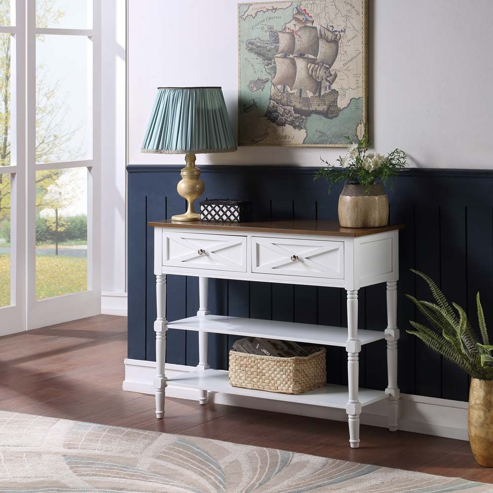 Convenience Concepts Country Oxford 2 Drawer Console Table With 2 Drawer Oval Console Tables (Photo 13 of 20)