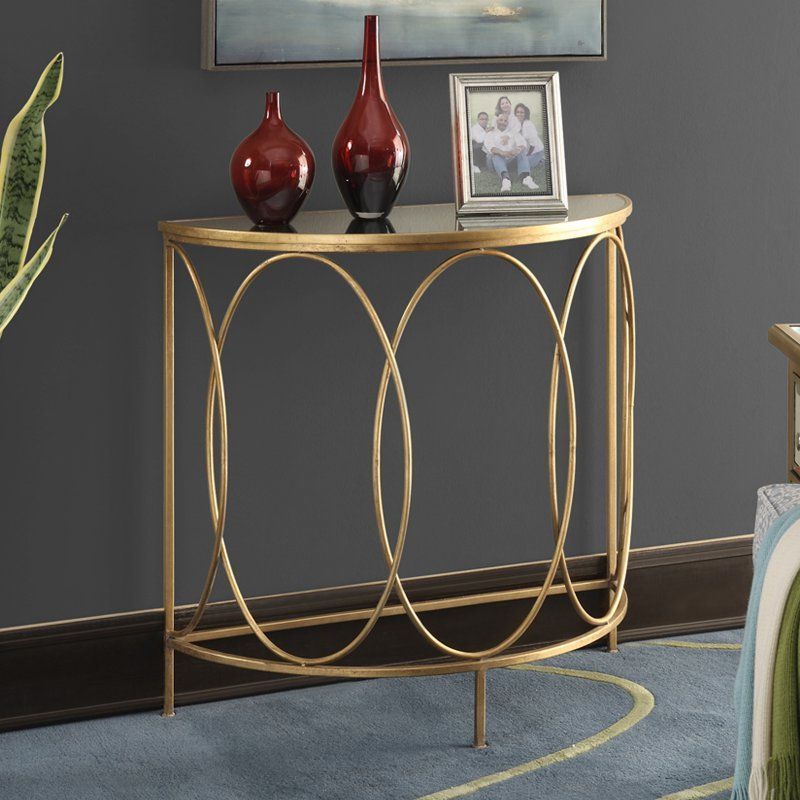 Convenience Concepts Gold Coast Julia Console Table With Antique Gold And Glass Console Tables (Photo 11 of 20)