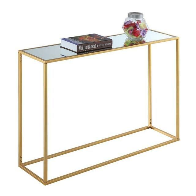 Convenience Concepts Gold Coast Mirrored Glass Console Within Oval Corn Straw Rope Console Tables (View 11 of 20)