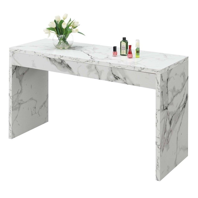 Convenience Concepts White Faux Marble Northfield Wood Pertaining To Faux Marble Console Tables (Photo 15 of 20)