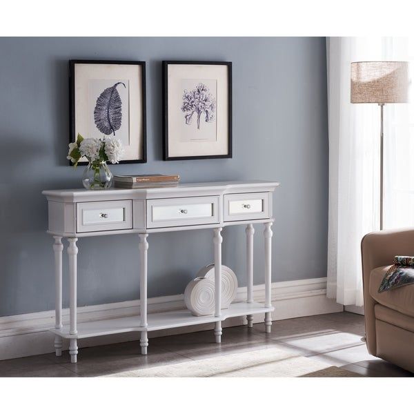 Copper Grove Kataba Grey Wash 3 Drawer Console Table – On For Gray Driftwood Storage Console Tables (Photo 14 of 20)