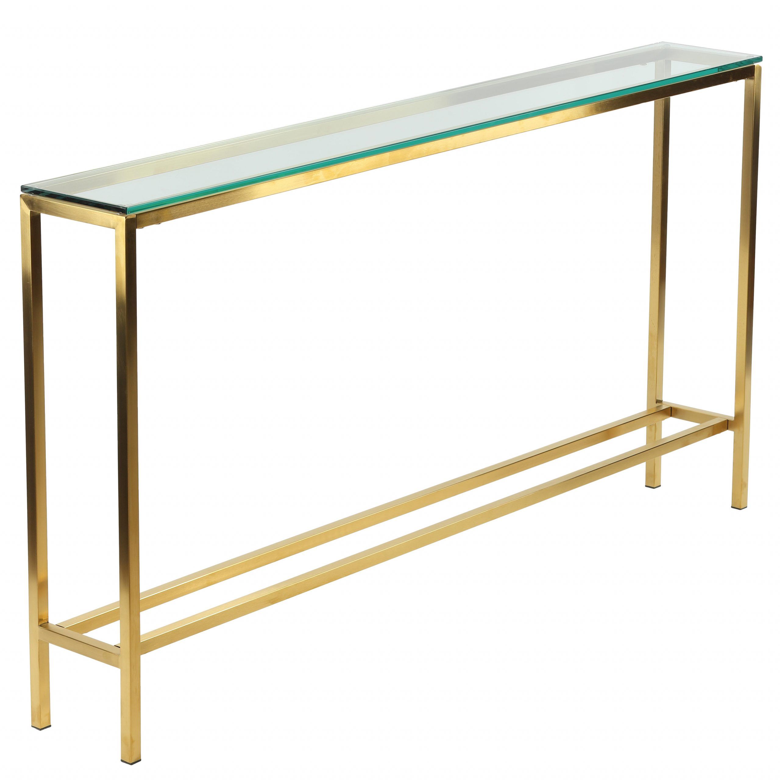 Cortesi Home Juan Console Table, Brushed Gold Color With Throughout Clear Console Tables (View 17 of 20)