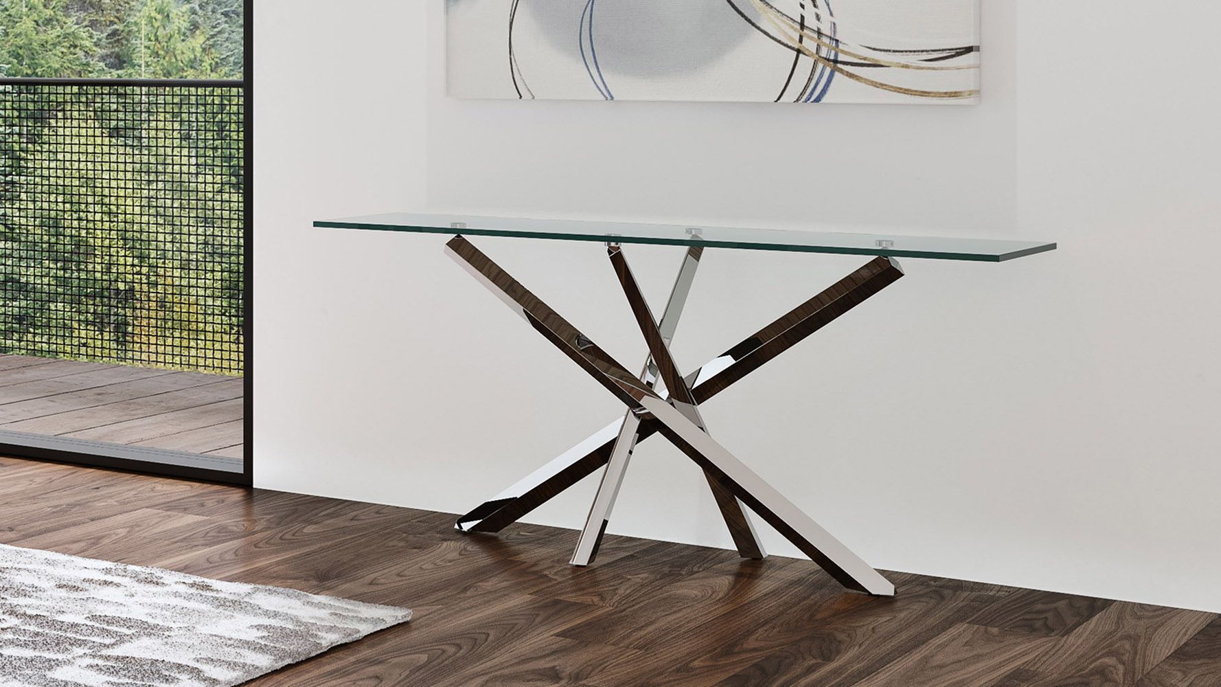 Cortez Console Table In Clear Glass With Polished Intended For Glass And Stainless Steel Console Tables (Photo 10 of 20)