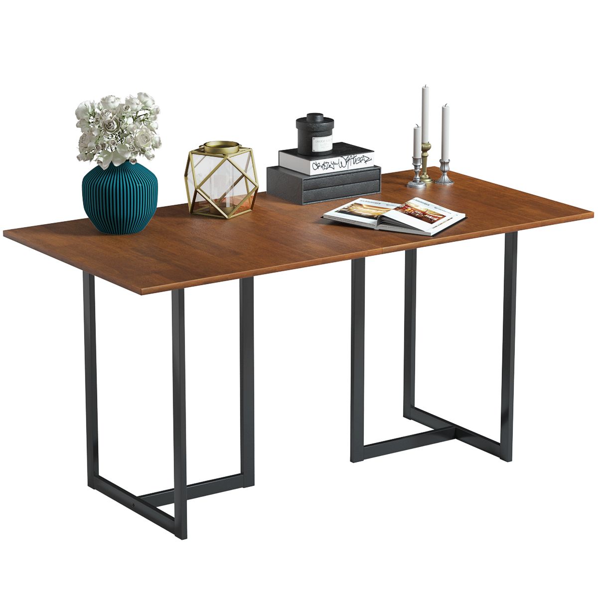 Costway 60'' Console Dining Table Rectangular Kitchen Regarding Bronze Metal Rectangular Console Tables (Photo 17 of 20)