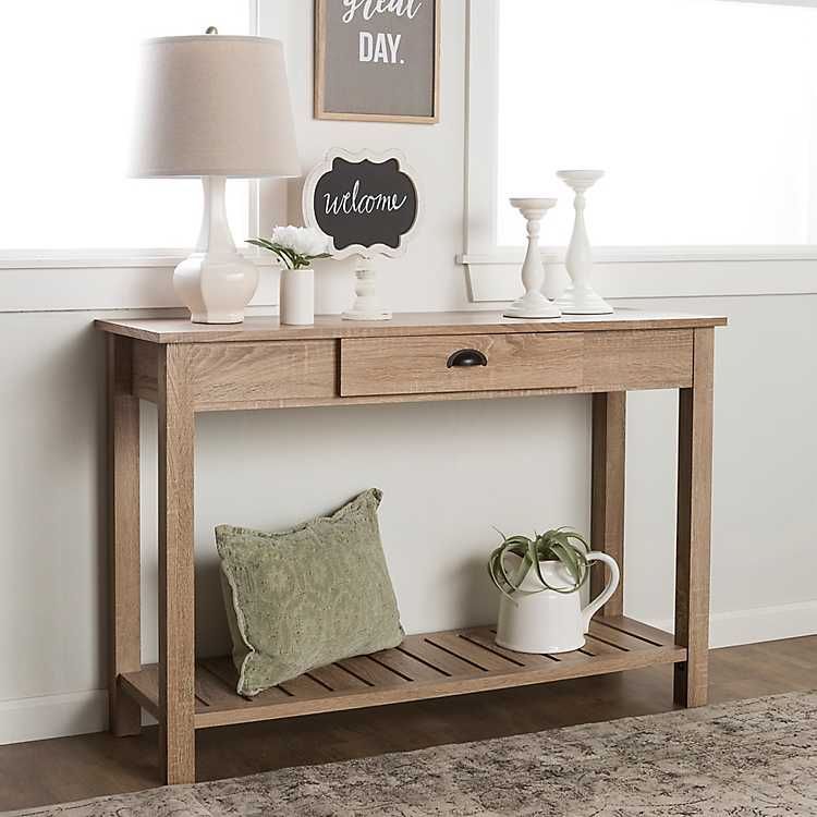 Country Style Natural Wood Console Table | Console Table With Natural Seagrass Console Tables (Photo 7 of 20)