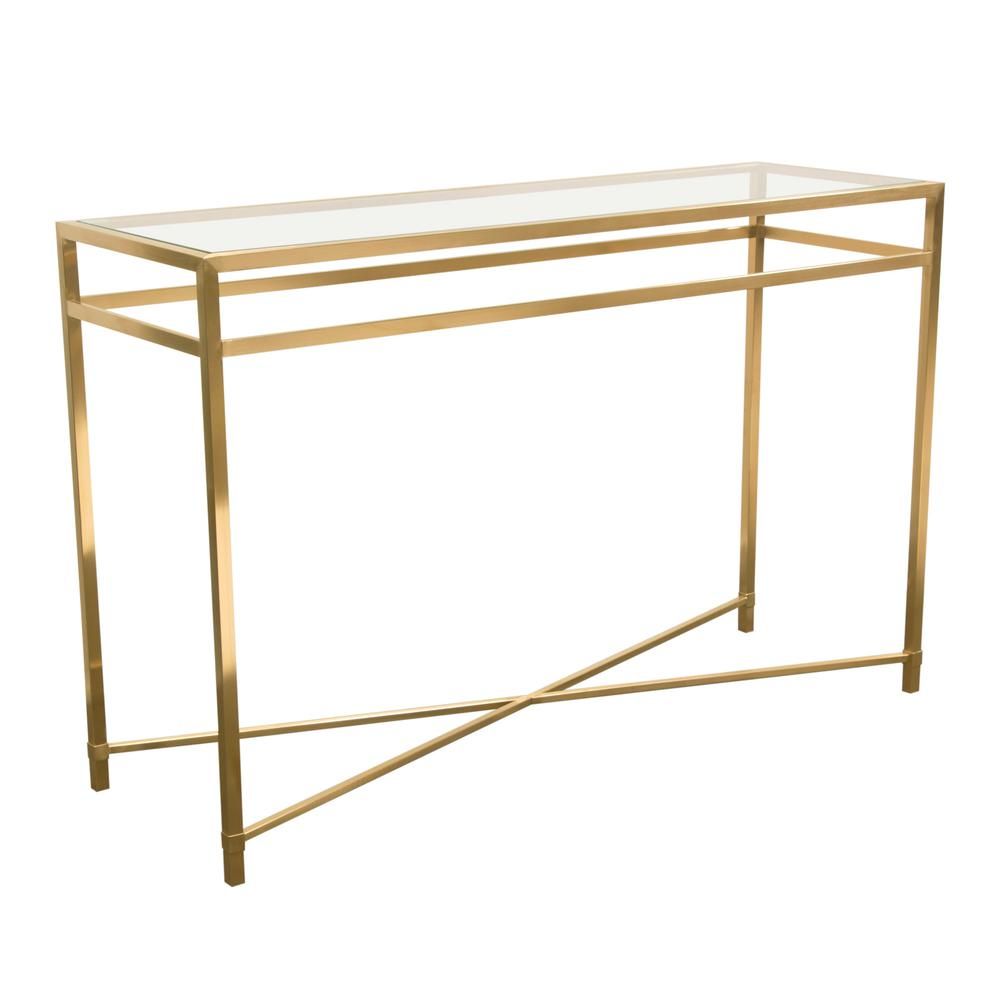 Croft Rectangular Console Table With Clear Glass Top And Throughout Chrome And Glass Rectangular Console Tables (View 19 of 20)