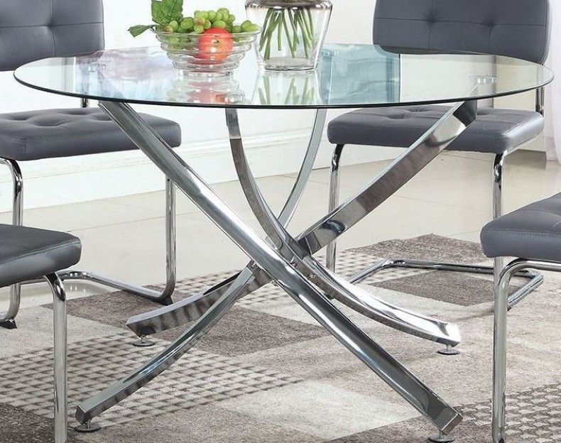 Cudahy Polished Chrome Round Dining Table – 1stopbedrooms (View 6 of 20)