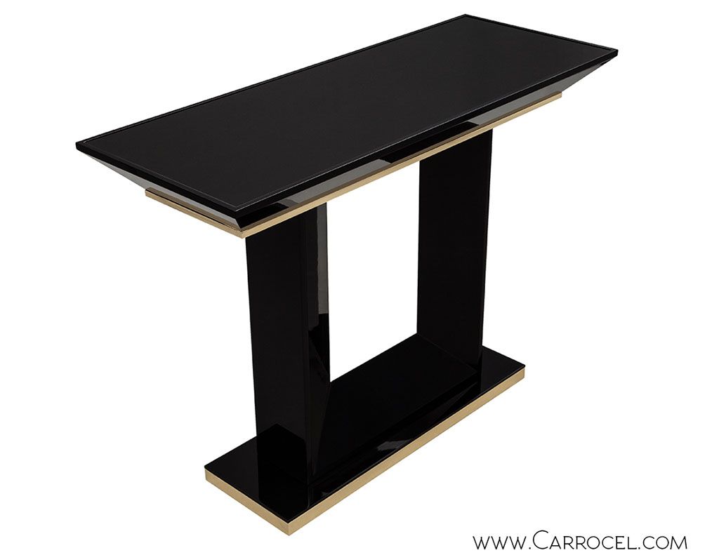 Custom Modern Black Lacquered Deco Console Table With Square Modern Console Tables (Photo 16 of 20)