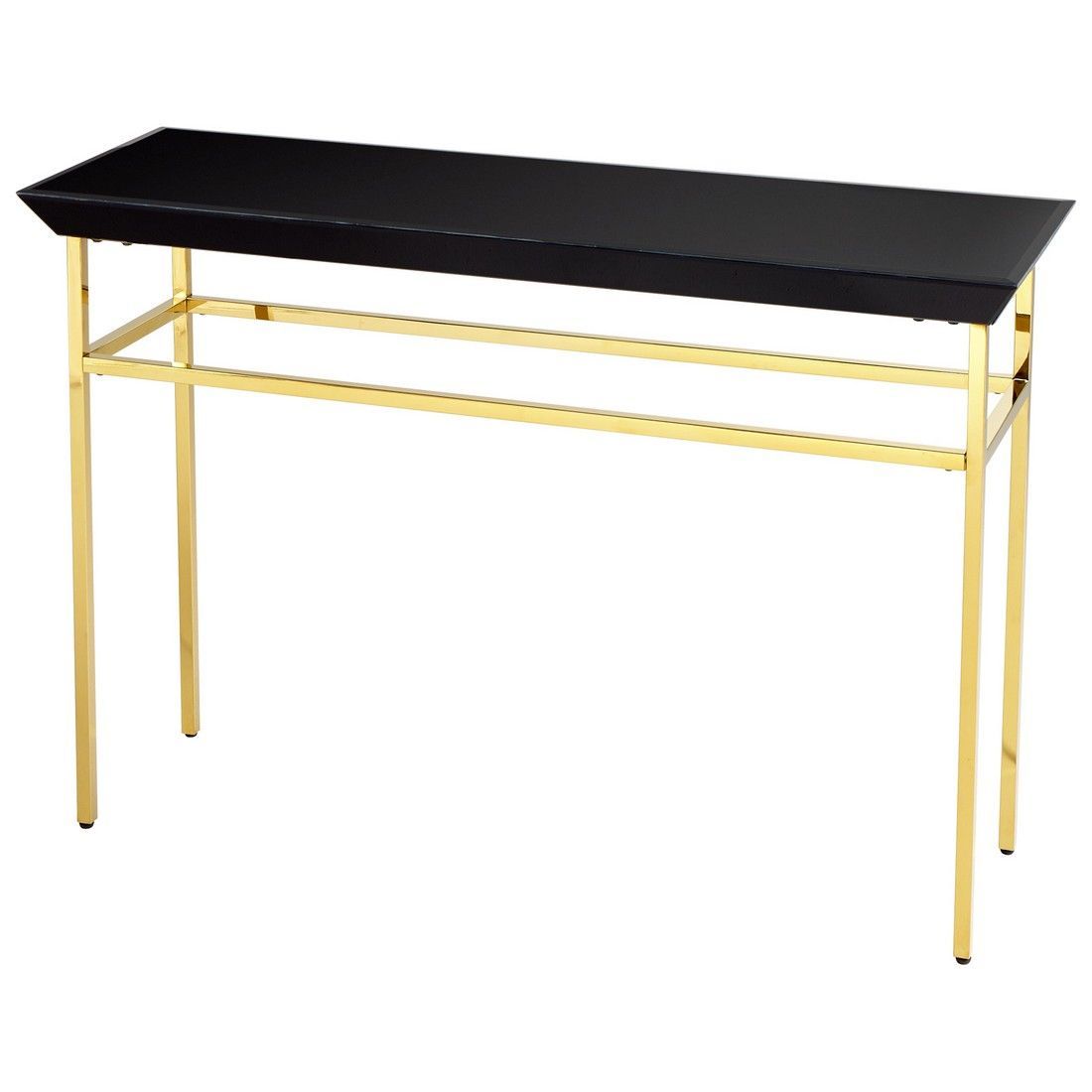 Cyan Design Calzada 48" Black Glass Console Table In Within Antique Gold And Glass Console Tables (View 17 of 20)