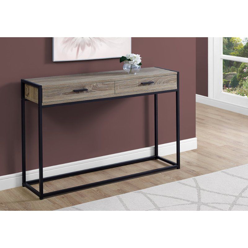 Dark Taupe And Black Metal 48 Inch Console Table | Rc Inside Black Console Tables (View 13 of 20)
