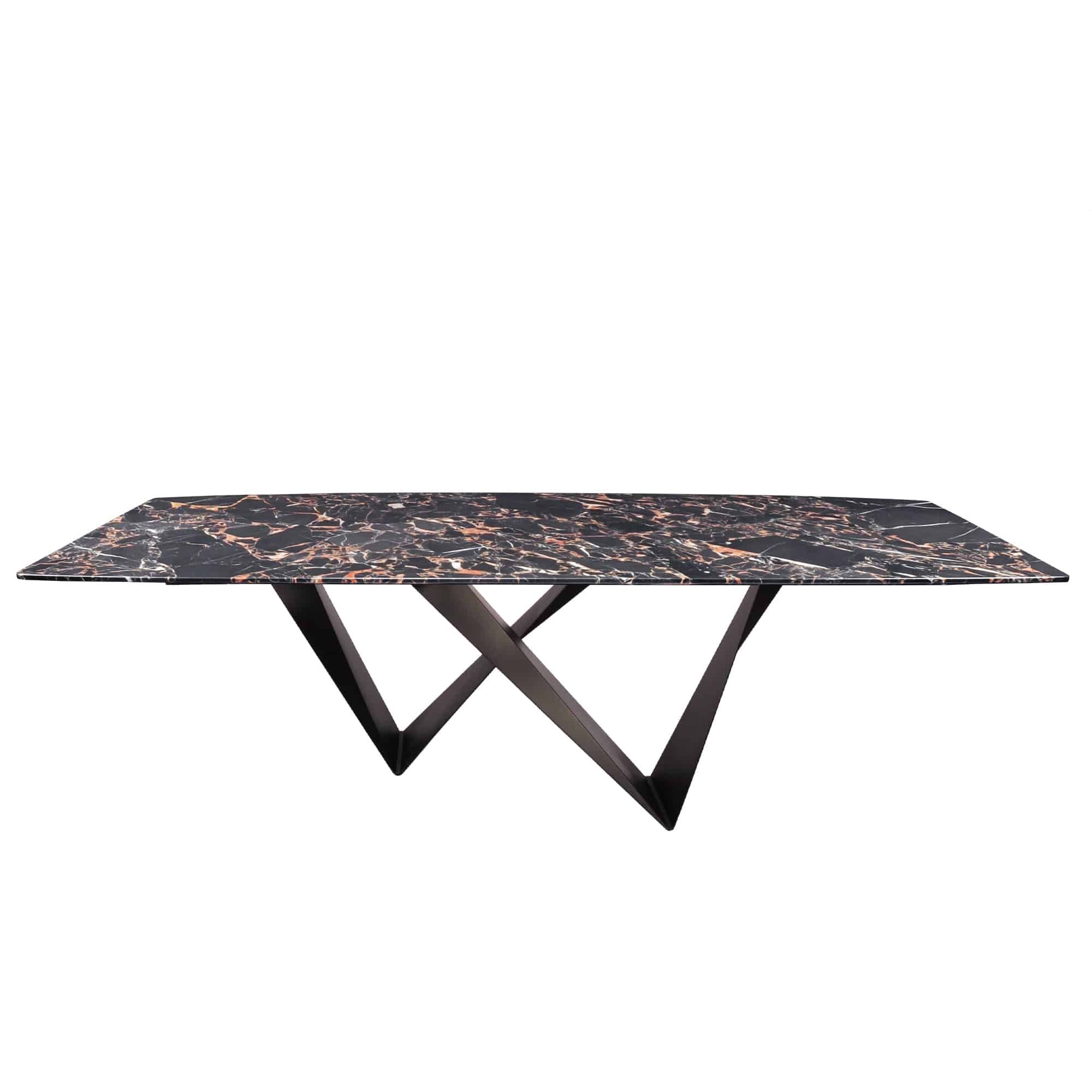 Decasa Rectangular Marble Dining Table Portoro Gold In Square Black And Brushed Gold Console Tables (View 16 of 20)