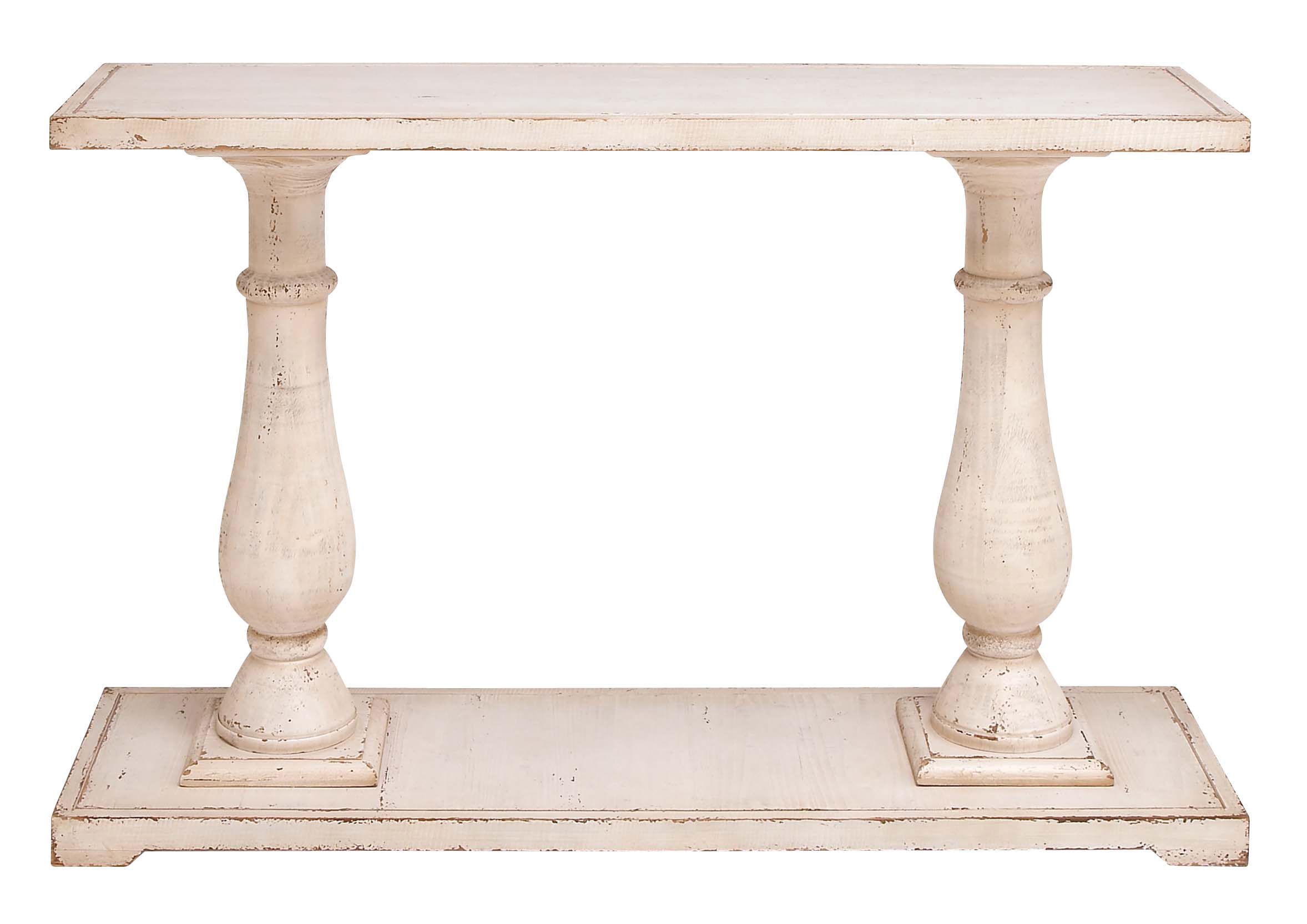 Decmode 48" X 32" Rectangular Antique White Wood Console With Vintage Coal Console Tables (View 17 of 20)