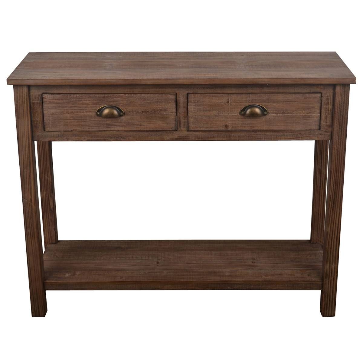 Décor Therapy Vintage Distressed Wooden Console Table Inside Square Weathered White Wood Console Tables (View 16 of 20)