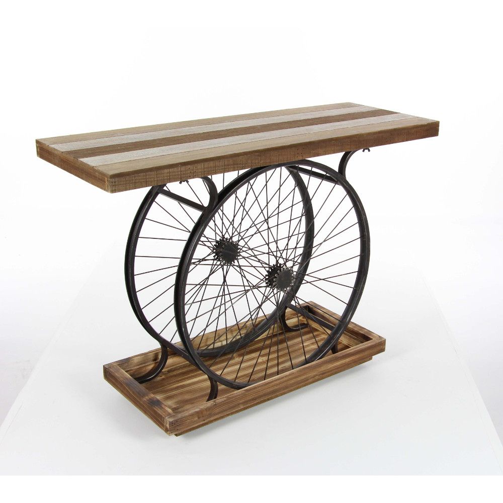 Decorative Metal Wheel Console Table – Walmart Intended For Bronze Metal Rectangular Console Tables (View 16 of 20)