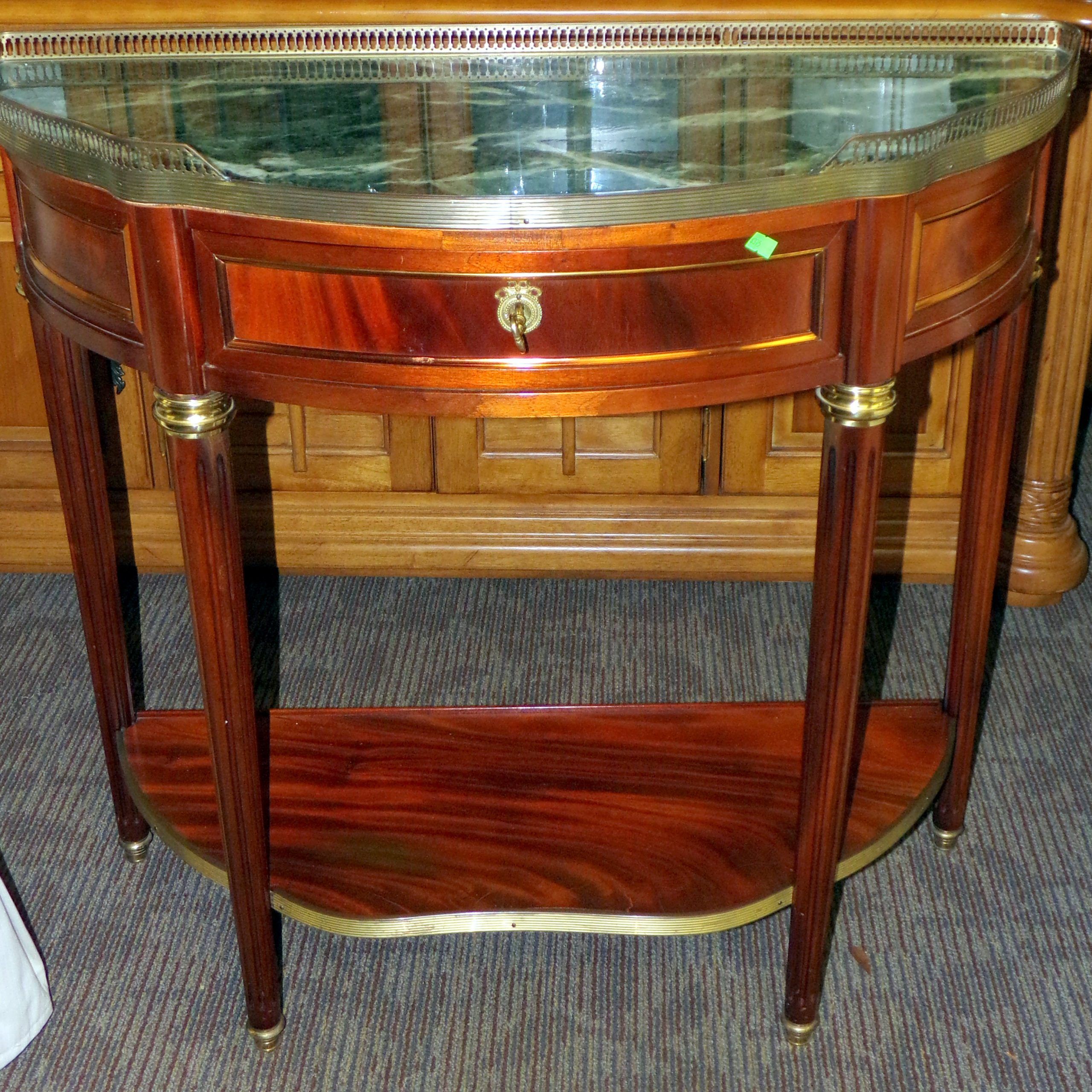 Demilune Green Marble Top Classic Console Foyer Sofa Table Inside Marble Top Console Tables (View 9 of 20)