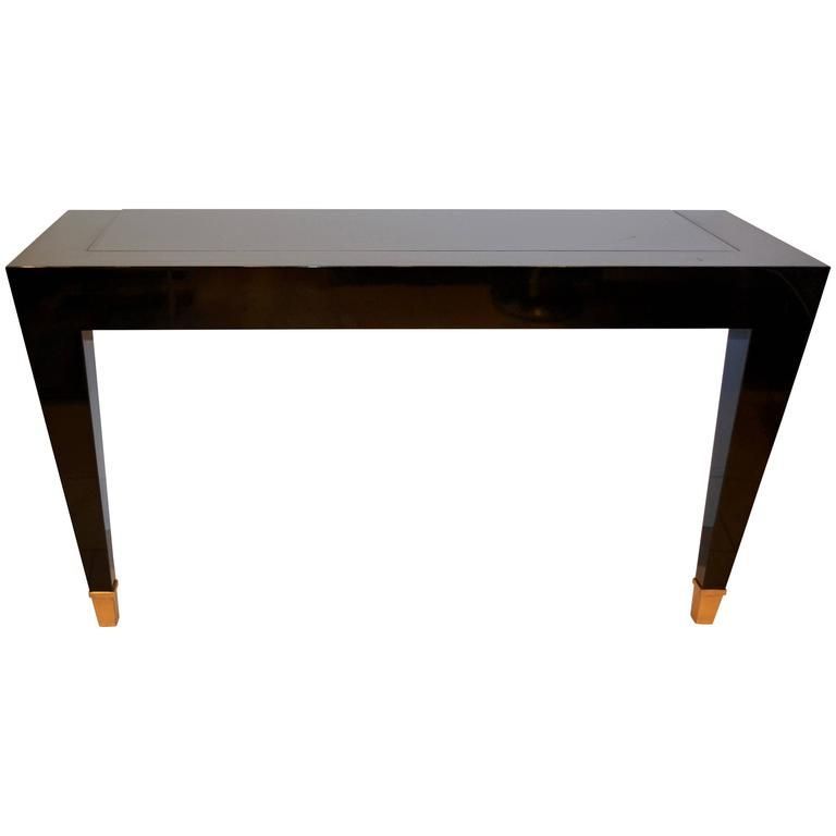 Donghia Black Lacquer And Glass Foyer/console Table With With Regard To Antique Gold And Glass Console Tables (View 14 of 20)