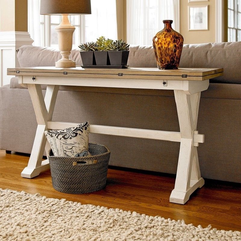 Drop Leaf Console Table – Farmhouse – Console Tables – With Regard To Silver Leaf Rectangle Console Tables (Photo 3 of 20)