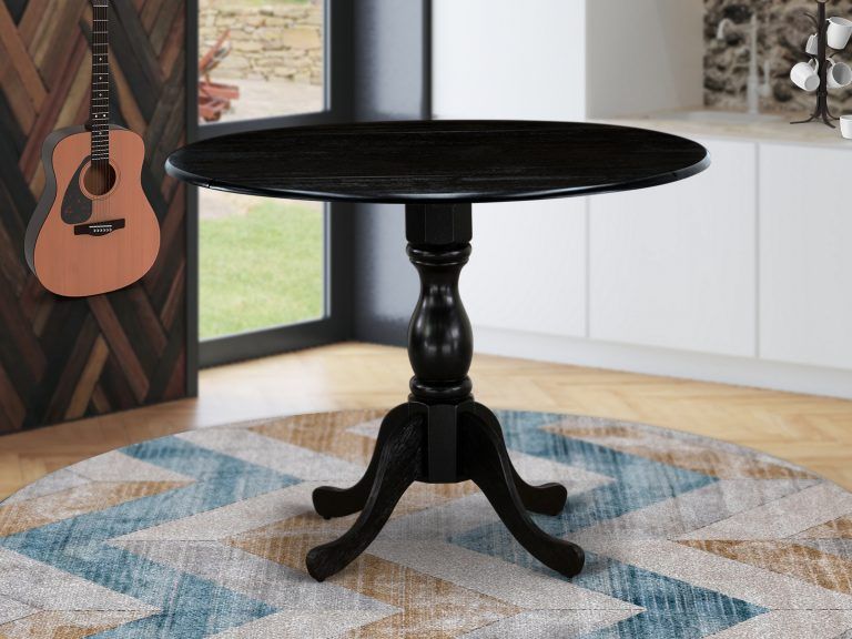East West Furniture Dmt Abk Tp Round Wood Table Wire Inside Metal Legs And Oak Top Round Console Tables (View 13 of 20)
