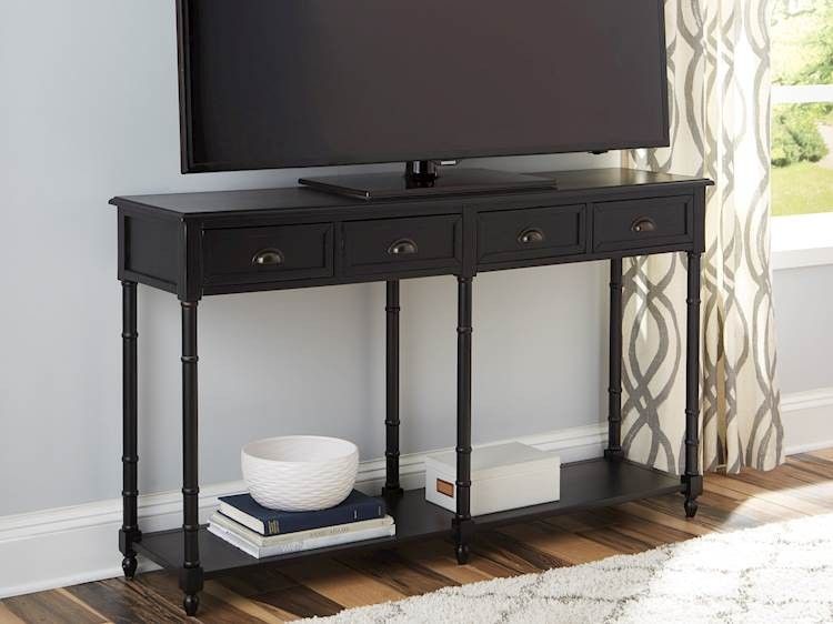 Eirdale Black Console Sofa Table – Speedyfurniture With Regard To Swan Black Console Tables (View 5 of 20)