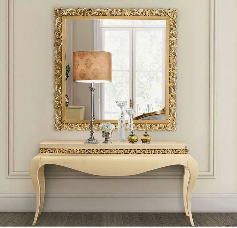 Elegant Gold Table And Mirror | Furniture, Interior Inside Gold And Mirror Modern Cube Console Tables (Photo 3 of 20)