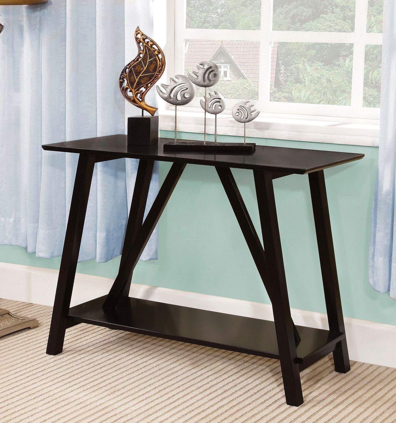 Elgg Contemporary Black Accent Console Table With Regard To Aged Black Console Tables (View 2 of 20)