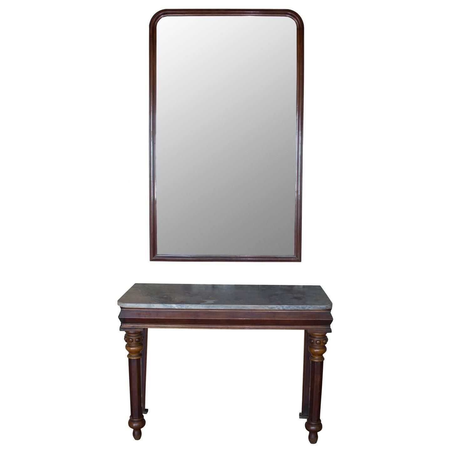 English Victorian Console Table With Large Mirror In Antique Mirror Console Tables (View 18 of 20)