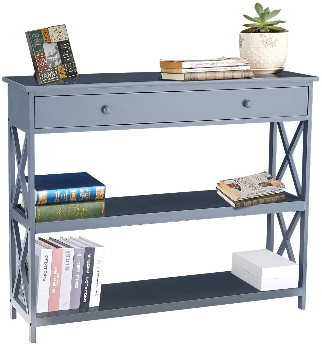 Erommy Console Table Entryway Table 3 Tiered Sofa Table Inside 3 Piece Shelf Console Tables (Photo 20 of 20)