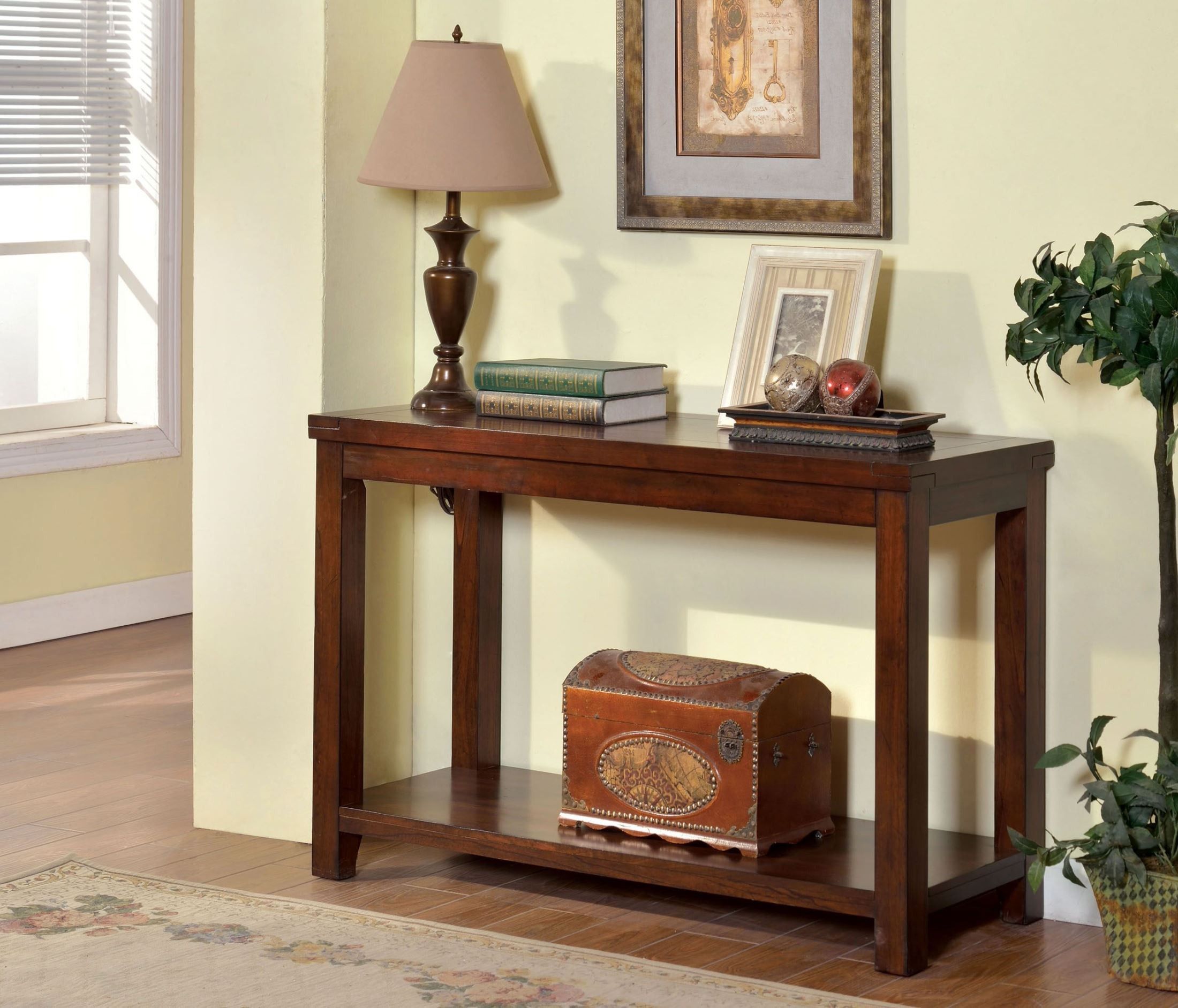 Estell Cherry Sofa Table From Furniture Of America Intended For Heartwood Cherry Wood Console Tables (View 5 of 20)