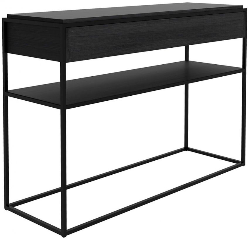 Ethnicraft Oak Monolit Black 2 Drawer Console Table Intended For Black And Oak Brown Console Tables (Photo 4 of 20)