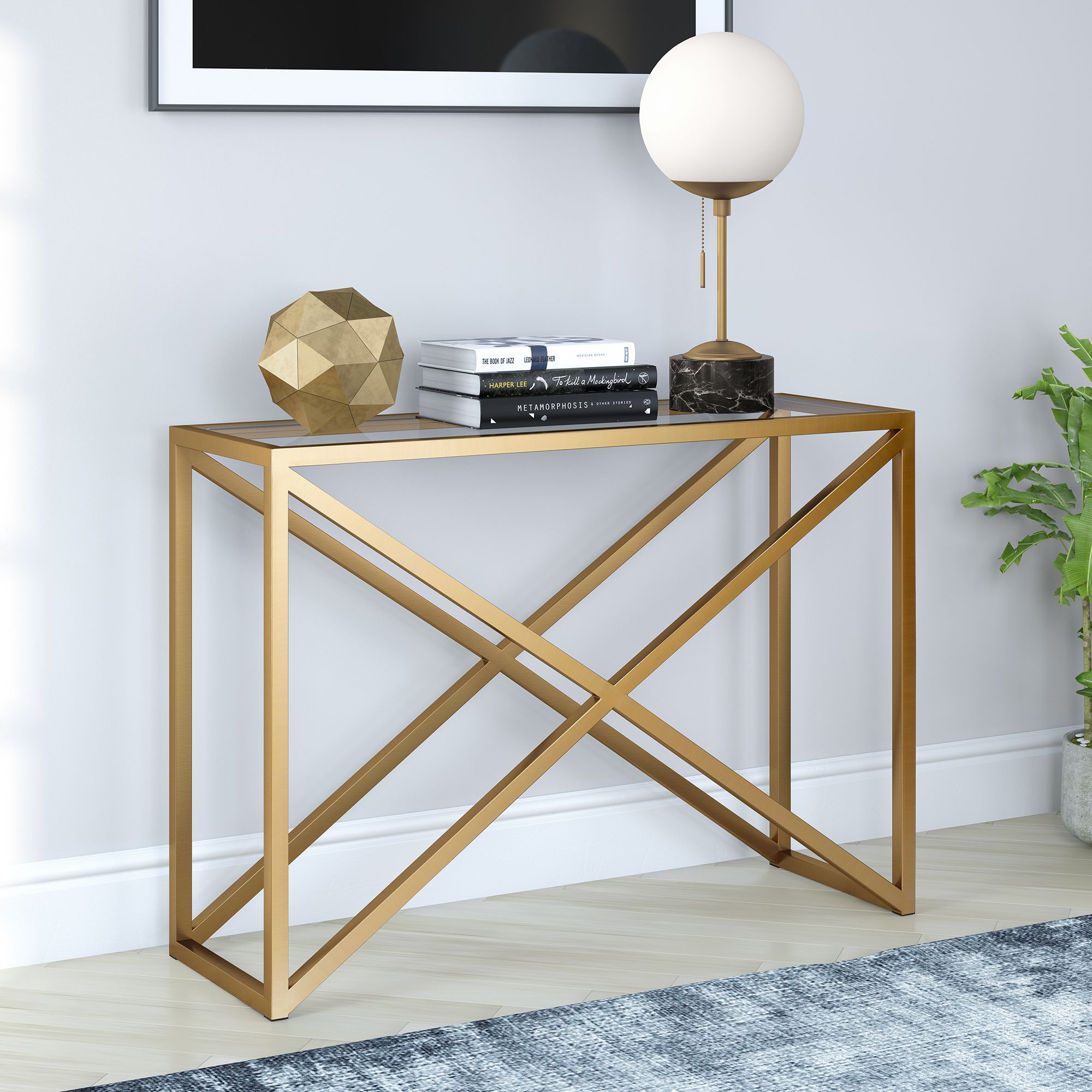 Evelyn&zoe Console Table With Glass Top – Walmart Inside Glass And Pewter Console Tables (Photo 5 of 20)