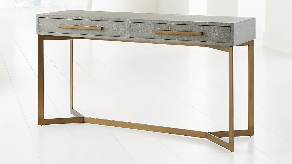 Faux Shagreen Leather Console Table | | Leather Console For Cream And Gold Console Tables (Photo 3 of 20)
