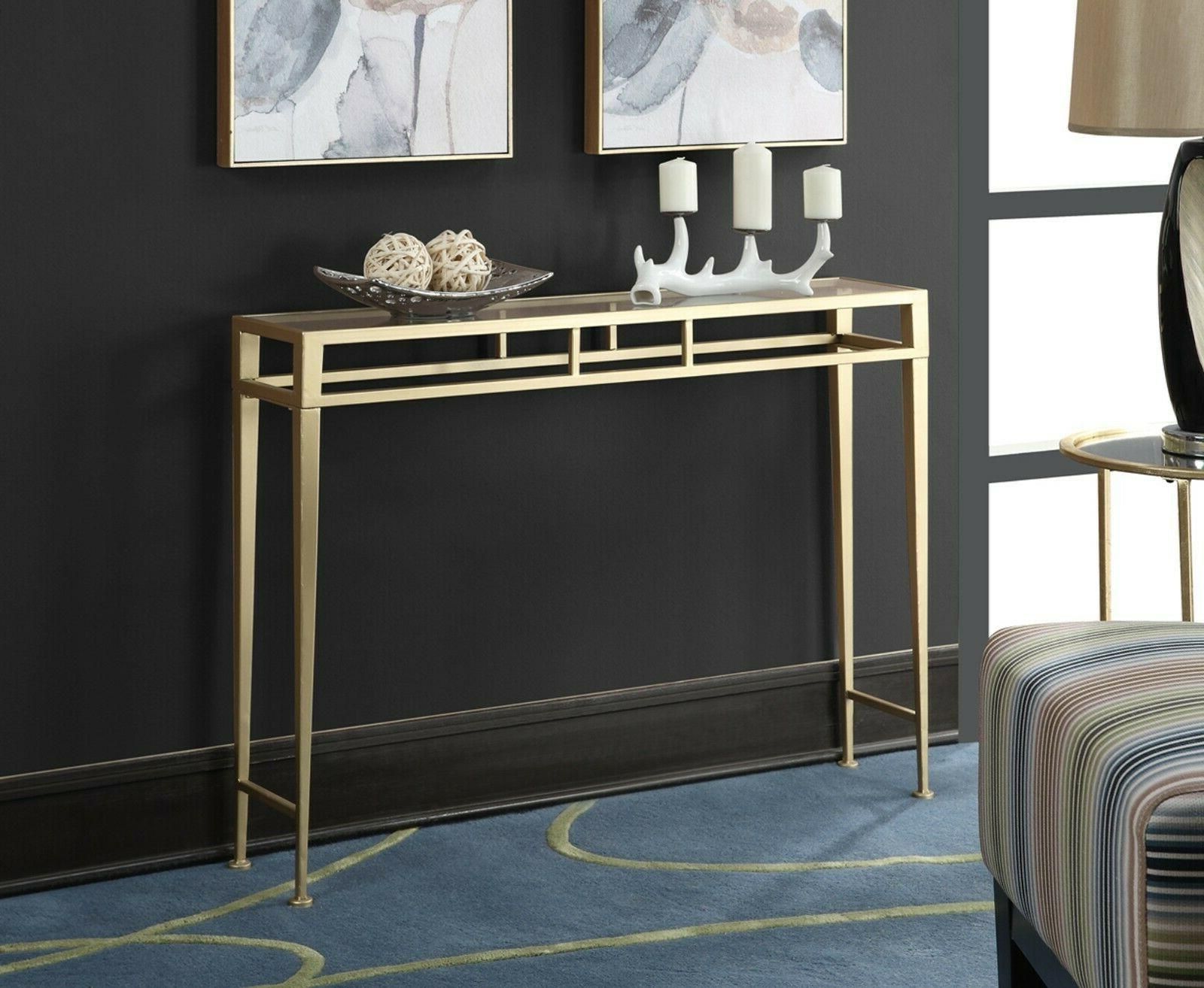 Foyer Table Entry Console Gold Mirrored Sturdy Metal With Mirrored Console Tables (Photo 14 of 20)