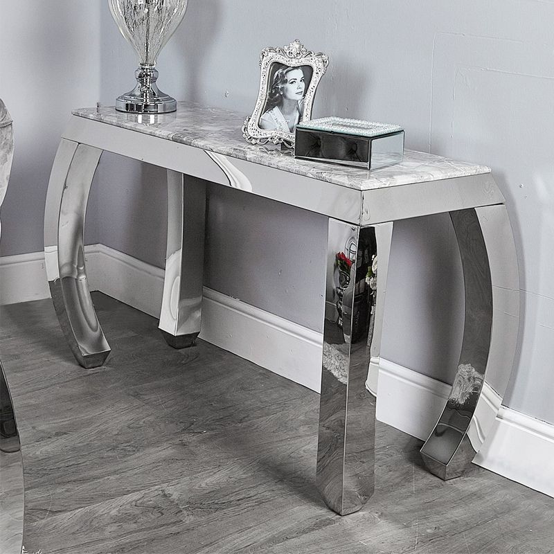 Francis Chrome/marble Effect Console Table | Home Store Living Within Marble Console Tables Set Of 2 (Photo 8 of 20)