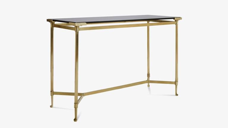 French Brass Console With Floating Smoked Glass At 1stdibs Pertaining To Brass Smoked Glass Console Tables (View 17 of 20)