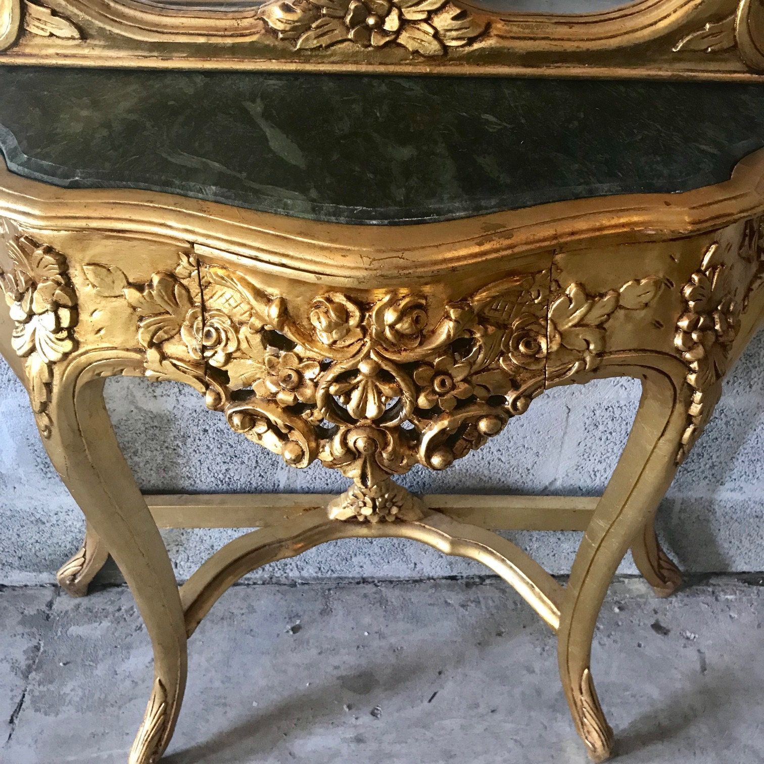 French Console French Furniture Baroque Table 87h X 36w Within Antiqued Gold Leaf Console Tables (View 15 of 20)