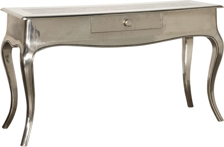 French Console Table Shiny Silver French Console Table Within Metallic Silver Console Tables (View 17 of 20)