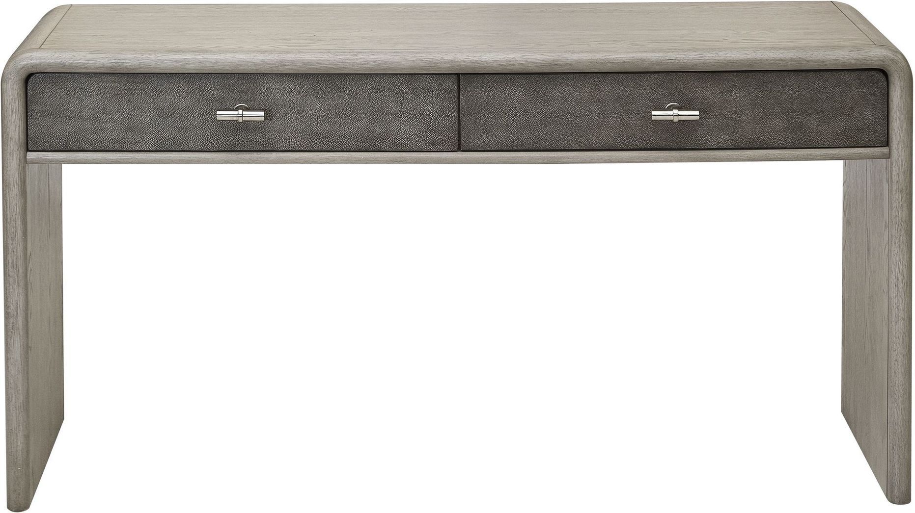 French Mid Century Grey Hard Wood Gray Oak&shagreen Faux For Faux Shagreen Console Tables (Photo 10 of 20)