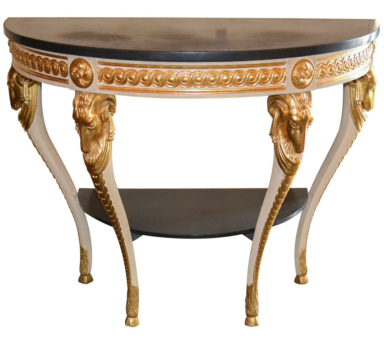 French Neoclassical Granite Top Console Table – Legacy With Hammered Antique Brass Modern Console Tables (Photo 20 of 20)