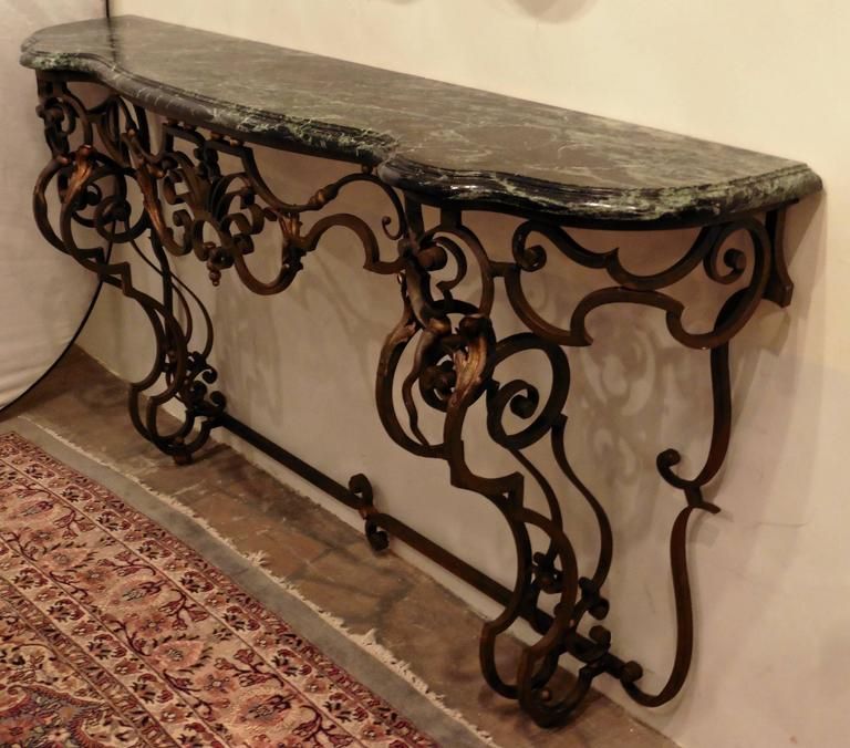 French Wrought Iron And Marble Console Table, Circa 1890 With Round Iron Console Tables (View 15 of 20)