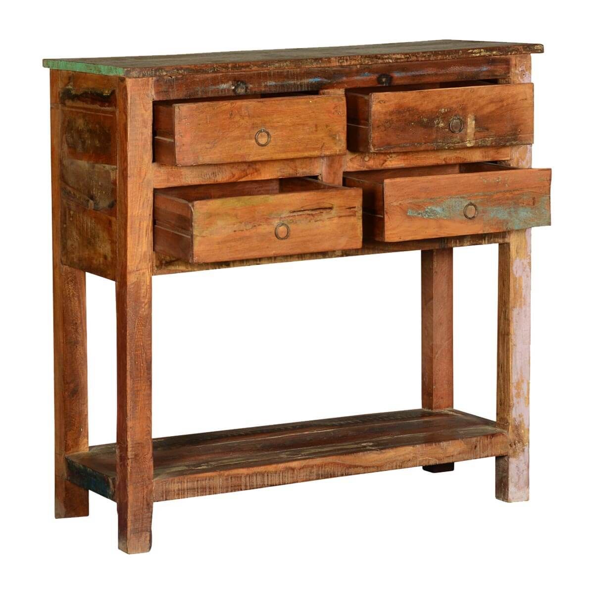 Frontier Rustic Reclaimed Wood Hall Console Table W Drawers Regarding Barnwood Console Tables (Photo 1 of 20)
