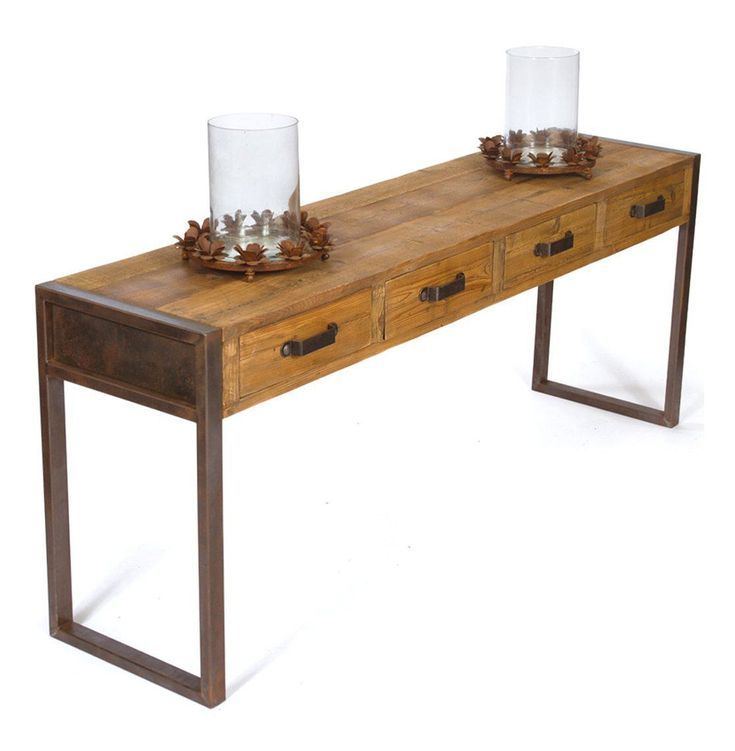 Furniture, Long Console Table With Metal Base And Table Throughout Barnwood Console Tables (View 18 of 20)