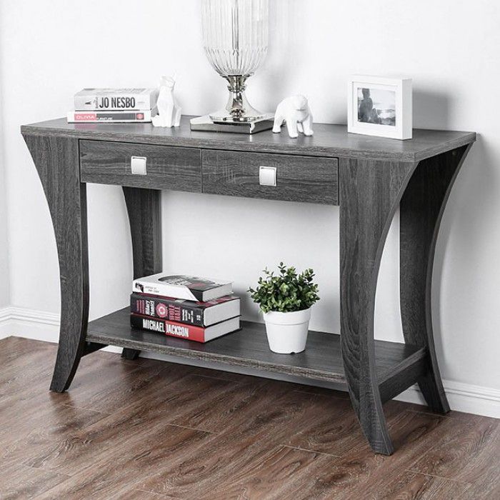Furniture Of America Amity Grey Sofa Table With 2 Drawers For Smoke Gray Wood Console Tables (View 19 of 20)
