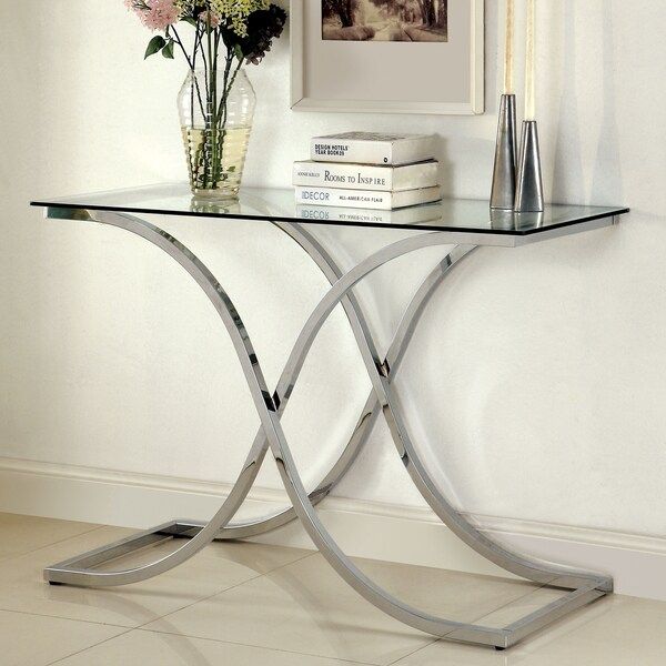 Furniture Of America Artenia Modern Chrome Sofa Table With Regard To Mirrored And Chrome Modern Console Tables (Photo 9 of 20)