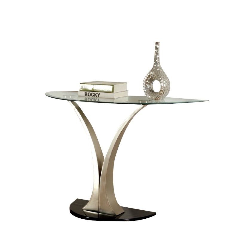 Furniture Of America Mansa Metal Console Table In Silver Inside Metallic Silver Console Tables (View 5 of 20)
