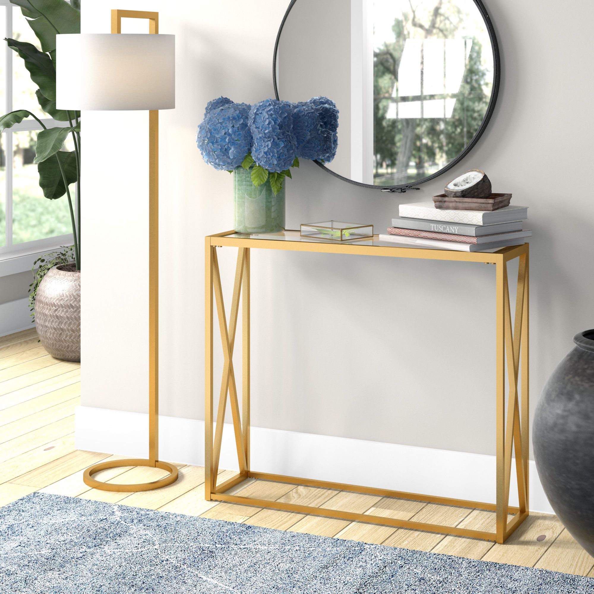 Geometric Console Table, Narrow Glass Sofa Table For With Regard To Geometric White Console Tables (View 20 of 20)